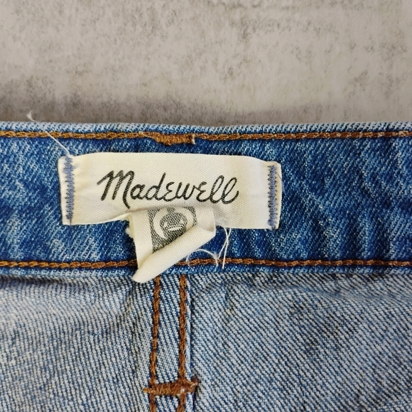 Madewell High Rise Denim Shorts Blue Distressed Hem Medium Wash Size 25 - Picture 7 of 13
